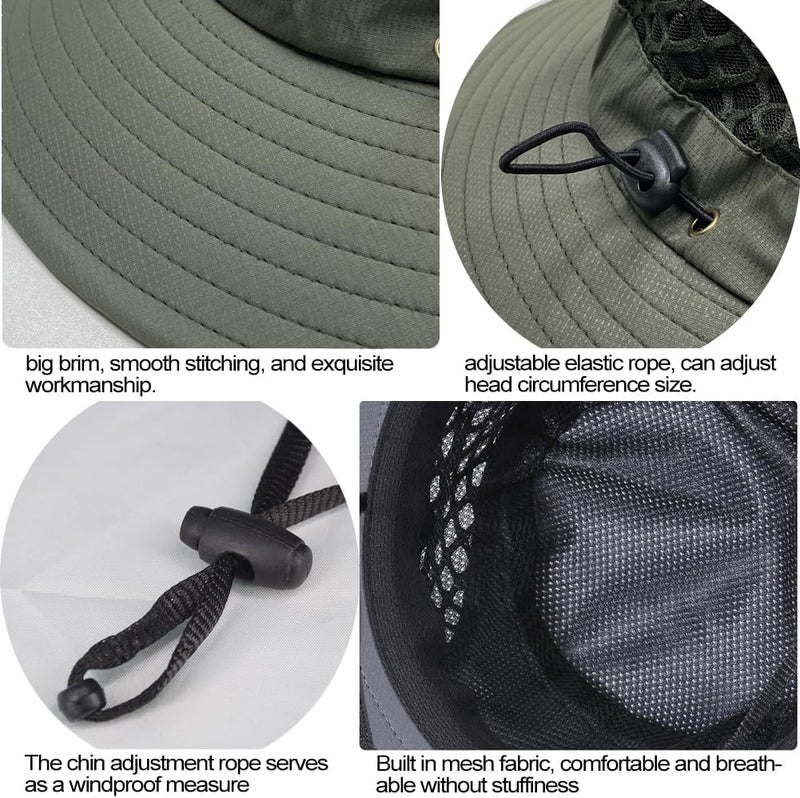 Sireck Fishing Hat, UPF50+ Wide Brim Sun Hat for Men Women, UV Protection Hiking Beach Bucket Hats Summer Safari Hat - Image 5